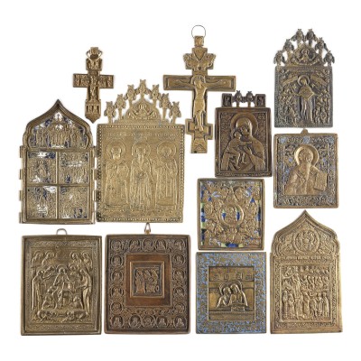 Picture SAMMLUNG VON ZWÖLF BRONZE-IKONEN: DARSTELLUNGEN CHRISTI UND DER GOTTESMUTTER, AUSGEWÄHLTE HEILIGE SOWIE FESTTAGE