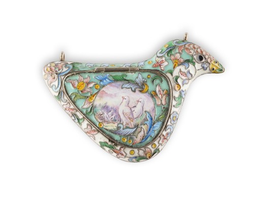 Picture CLOISONNÉ-EMAIL-PILLENDOSE INF FORM EINER TAUBE