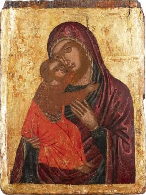 Auktion 161<br>IKONE MIT DER GOTTESMUTTER GLYKOPHILOUSA (SÜSSKÜSSENDE)