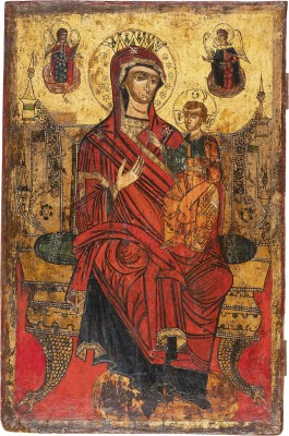 Picture MONUMENTALE IKONE MIT DER THRONENDEN GOTTESMUTTER AUS EINER KIRCHEN-IKONOSTASE