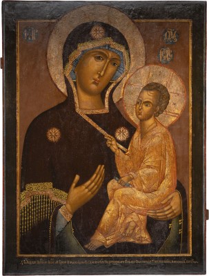 Picture MONUMENTALE DATIERTE IKONE MIT DER GOTTESMUTTER VON TICHWIN (TICHWINSKAJA) AUS EINER KIRCHEN-IKONOSTASE