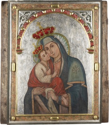 Picture MONUMENTALE IKONE MIT DER GOTTESMUTTER 'POTSCHAEWSKAJA' AUS EINER KIRCHEN-IKONOSTASE