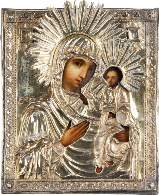 Picture FEINE IKONE MIT DER GOTTESMUTTER 'IWERSKAJA' MIT VERMEIL-OKLAD