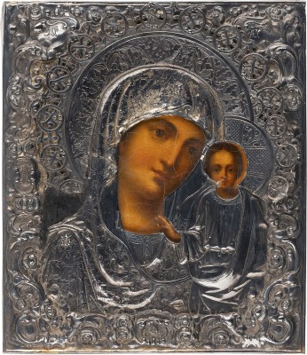 Picture IKONE MIT DER GOTTESMUTTER VON KASAN (KASANSKAJA) MIT VERMEIL-OKLAD
