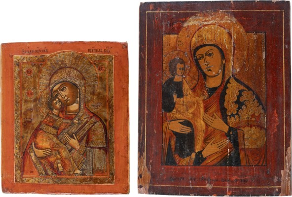 Auction 161<br>ZWEI IKONEN: GOTTESMUTTER VON WLADIMIR UND DREIHÄNDIGE GOTTESMUTTER