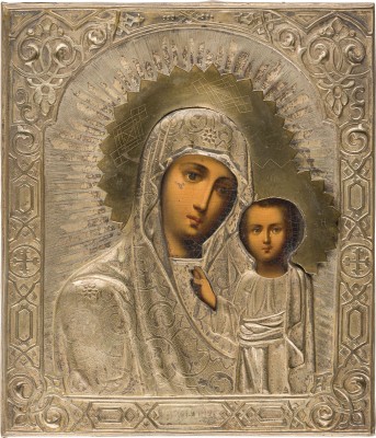 Bild IKONE MIT DER GOTTESMUTTER VON KASAN (KASANSKAJA) MIT OKLAD