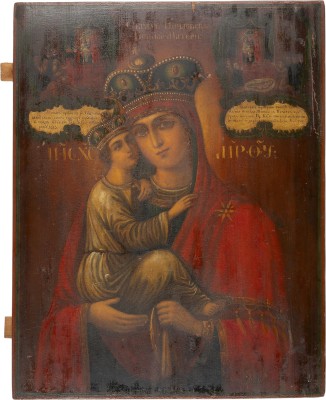 Bild MONUMENTALE IKONE MIT DER GOTTESMUTTER 'POTSCHAEWSKAJA' UND IHREN WUNDERN 1675 UND 1710