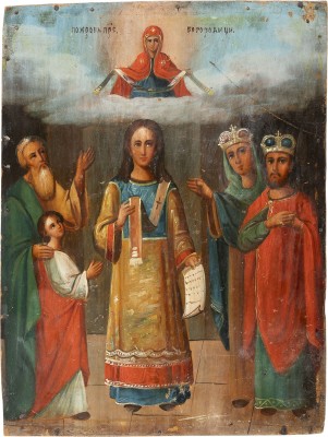 Picture IKONE MIT DEM SCHLEIERWUNDER DER GOTTESMUTTER (POKROW)