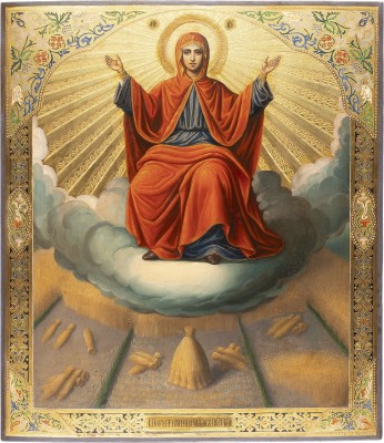 Auktion 161<br>MONUMENTALE UND SELTENE IKONE MIT GOTTESMUTTER 'VERMEHRERIN DES BROTES'