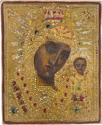 Auktion 161<br>DATIERTE MINIATUR-IKONE MIT DER GOTTESMUTTER VON KASAN (KASANSKAJA)