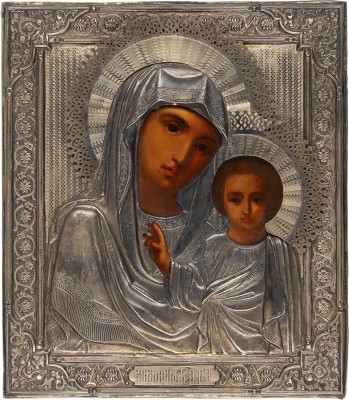 Picture IKONE MIT DER GOTTESMUTTER VON KASAN (KASANSKAJA) MIT VERMEIL-OKLAD