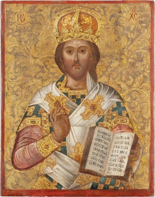 Bild SELTENE UND GROSSFORMATIGE IKONE MIT CHRISTUS ALS HOHEPRIESTER