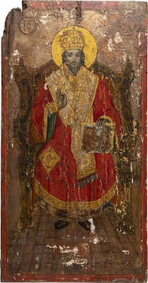 Picture MONUMENTALE IKONE MIT DEM THRONENDEN CHRISTUS ALS HOHEPRIESTER AUS EINER KIRCHEN-IKONOSTASE