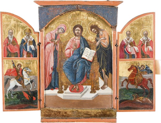 Picture GROSSES TRIPTYCHON MIT DEESIS UND AUSGEWÄHLTEN HEILIGEN