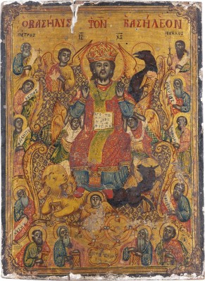 Picture GROSSFORMATIGE IKONE MIT DEM THRONENDEN CHRISTUS ALS HOHEPRIESTER