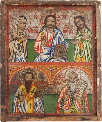 Bild KLEINE ZWEIFELDER-IKONE MIT DEESIS, DEM HEILIGEN BASILIOS DEM GROSSEN UND DEM PROPHETEN ELIAS