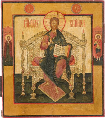 Picture FEINE IKONE MIT DEM THRONENDEN CHRISTUS DEM WELTENHERRSCHER