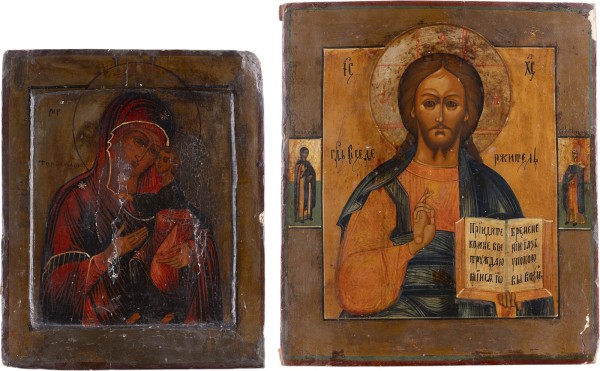 Auktion 161<br>ZWEI IKONEN: GOTTESMUTTER FEODOROWSKAJA UND CHRISTUS PANTOKRATOR
