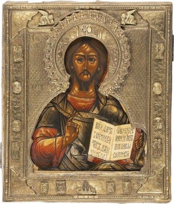 Bild IKONE MIT CHRISTUS PANTOKRATOR MIT RIZA