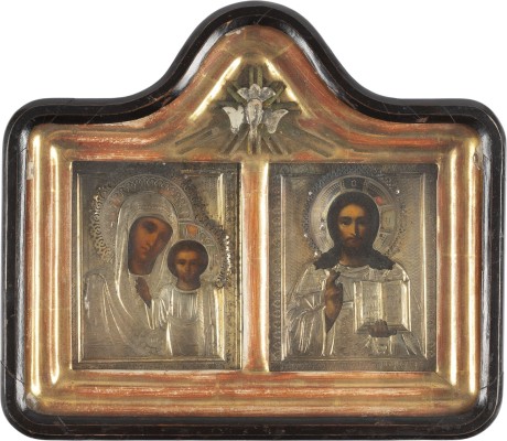 Auction 161<br>PAAR HOCHZEITS-IKONEN MIT VERMEIL-OKLAD IM KIOT