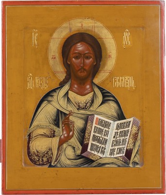Auktion 161<br>SEHR FEINE IKONE MIT CHRISTUS PANTOKRATOR