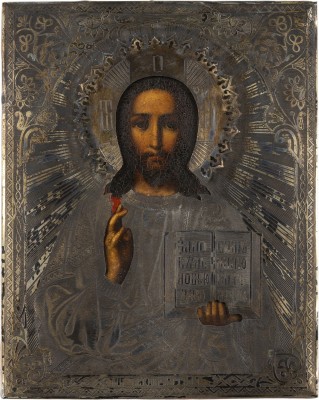 Bild KLEINE IKONE MIT CHRISTUS PANTOKRATOR MIT VERMEIL-OKLAD