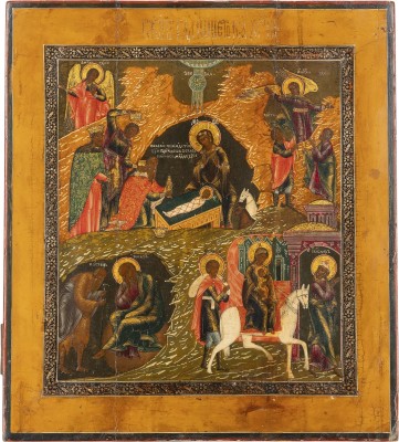 Bild IKONE MIT DER GEBURT CHRISTI UND DER FLUCHT NACH ÄGYPTEN