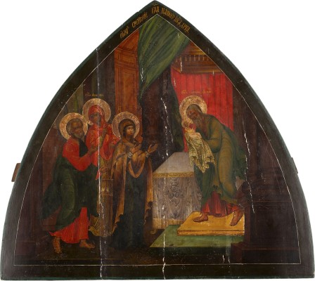 Picture SEHR FEINE UND GROSSFORMATIGE IKONE MIT DER DARBRINGUNG CHRISTI IM TEMPEL AUS EINER KIRCHEN-IKONOSTASE