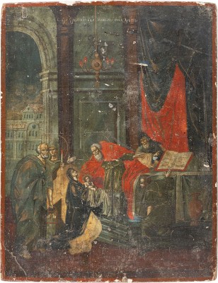 Picture SEHR FEINE UND GROSSE IKONE MIT DER DARBRINGUNG CHRISTI IM TEMPEL