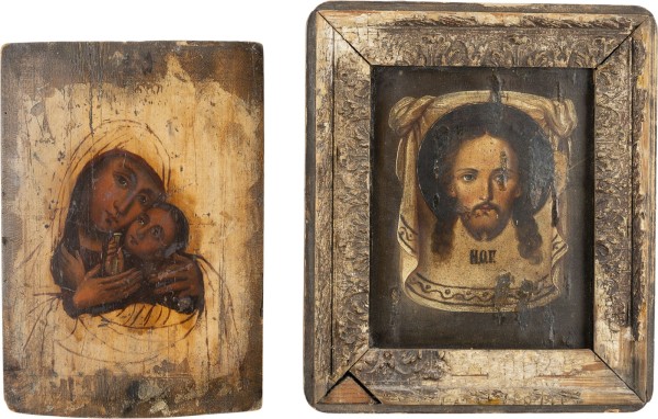 Auktion 161<br>ZWEI IKONEN: MANDYLION UND GOTTESMUTTER VON KORSUN (KORSUNSKAYA)