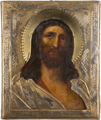 Picture IKONE MIT DEM DORNENGEKRÖNTEN CHRISTUS ('ECCE HOMO') MIT VERMEIL-RIZA