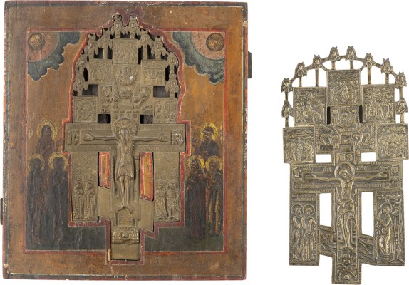 Auktion 161<br>STAUROTHEK MIT DER KREUZIGUNG CHRISTI UND HAUSKREUZ MIT HOCHFESTEN
