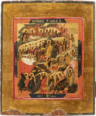 Bild FEINE IKONE MIT DER HÖLLENFAHRT UND AUFERSTEHUNG CHRISTI