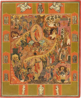 Bild FEINE IKONE MIT DER HÖLLENFAHRT UND AUFERSTEHUNG CHRISTI