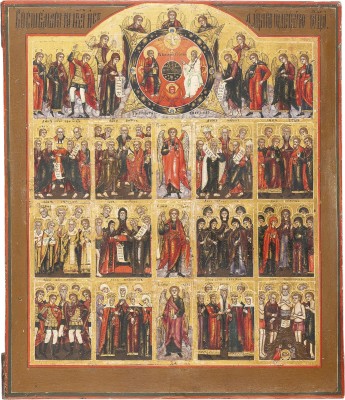 Auction 161<br>SEHR SELTENE IKONE MIT DEN ZWÖLF CHÖREN DER ENGEL