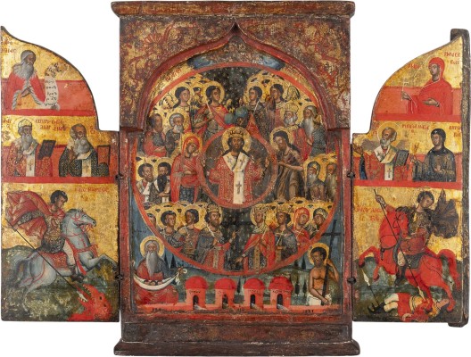 Picture SEHR SELTENES UND FEINES TRIPTYCHON 'ALLERHEILIGEN' MIT AUSGEWÄHLTEN HEILIGEN