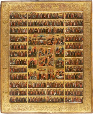 Picture GROSSFORMATIGE IKONE MIT DER HADESFAHRT UND AUFERSTEHUNG CHRISTI, DEM PASSIONSZYKLUS UND DEN ZWÖLF MONATEN DES JAHRES