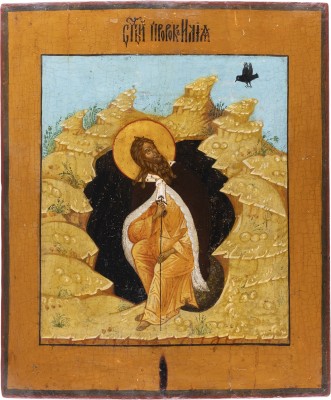 Picture GROSSFORMATIGE IKONE MIT DEM PROPHETEN ELIAS IN DER WÜSTE