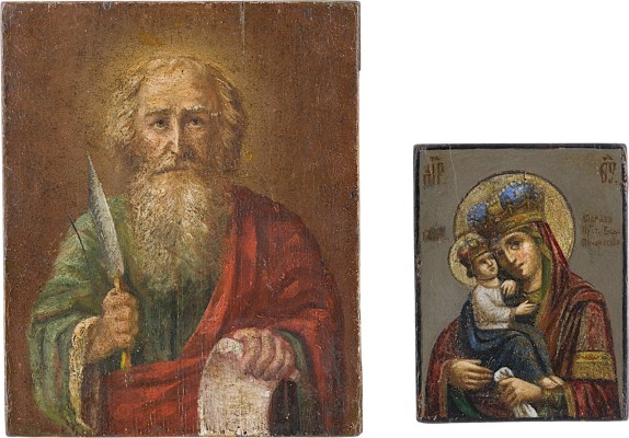 Picture ZWEI IKONEN: MINIATUR-IKONE MIT DER GOTTESMUTTER 'POTSCHAEWSKAJA' UND PATRIARCH ABRAHAM