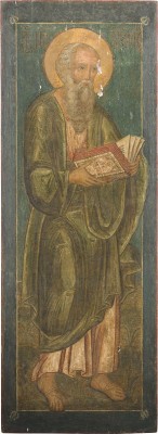 Auction 161<br>MONUMENTALE IKONE MIT DEM EVANGELISTEN JOHANNES AUS EINER KIRCHEN-IKONOSTASE