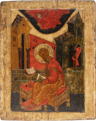Picture SEHR FEINE IKONE MIT DEM EVANGELISTEN MATTHÄUS AUS DER KÖNIGSTÜR EINER KIRCHEN-IKONOSTASE
