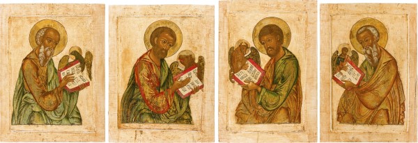 Auction 161<br>SELTENER SATZ VON VIER EVANGELISTEN AUS DER KÖNIGSTÜR EINER KIRCHEN-IKONOSTASE