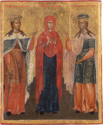 Picture KLEINE IKONE MIT DEN HEILIGEN KATHARINA, ANNA DER PROPHETIN, UND BARBARA