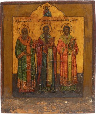 Bild IKONE MIT DEN DREI HIERARCHEN BASILIUS DEM GROSSEN, GREGOR DEM THEOLOGEN UND JOHANNES CHRYSOSTOMUS