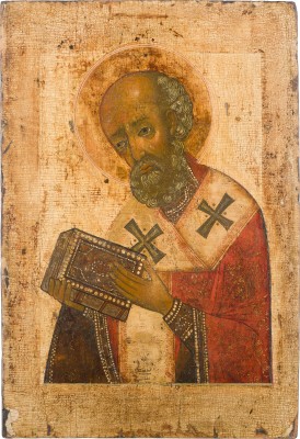 Bild GROSSFORMATIGE IKONE MIT DEM HEILIGEN NIKOLAUS VON MYRA AUS EINER KIRCHEN-IKONOSTASE