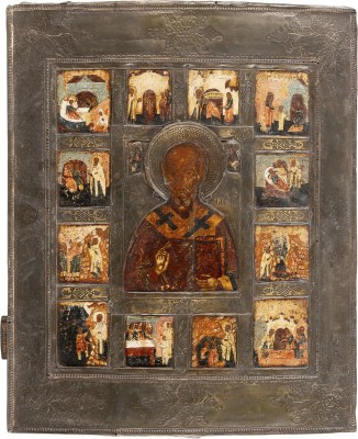 Bild GROSSE VITA-IKONE MIT DEM HEILIGEN NIKOLAUS VON MYRA MIT BASMA