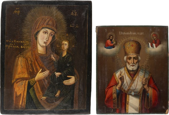 Auction 161<br>ZWEI IKONEN: GOTTESMUTTER VON TICHWIN (TICHWINSKAJA) UND HEILIGER NIKOLAUS VON MYRA