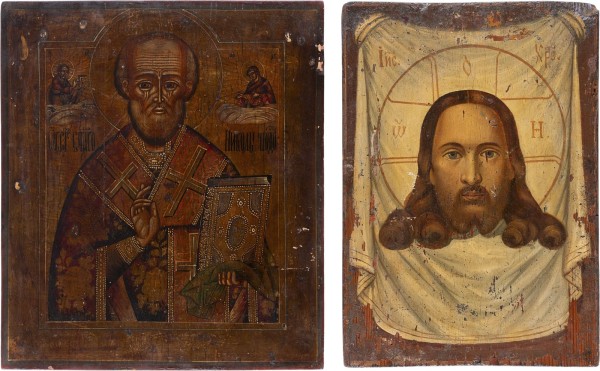 Auktion 161<br>ZWEI IKONEN: HEILIGER NIKOLAUS VON MYRA UND MANDYLION