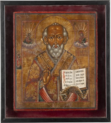 Bild GROSSFORMATIGE IKONE MIT DEM HEILIGEN NIKOLAUS VON MYRA IM KIOT