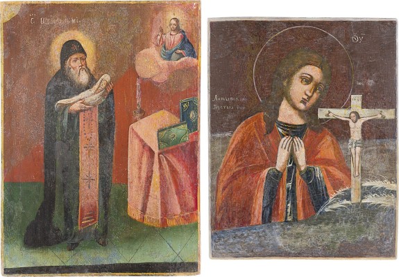 Auktion 161<br>ZWEI IKONEN: GOTTESMUTTER ACHTYRSKAJA UND HEILIGER JULIANOS